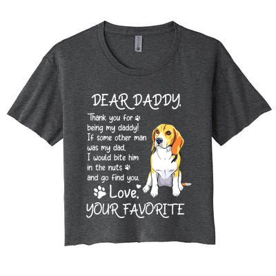 Dear Daddy Beagle Dog Dad Fathers Day Women's Crop Top Tee