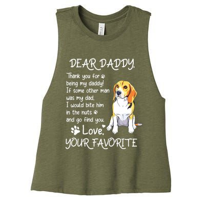 Dear Daddy Beagle Dog Dad Fathers Day Women's Racerback Cropped Tank