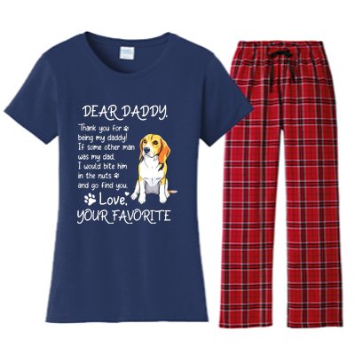 Dear Daddy Beagle Dog Dad Fathers Day Women's Flannel Pajama Set