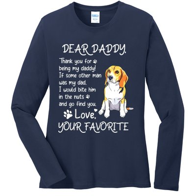 Dear Daddy Beagle Dog Dad Fathers Day Ladies Long Sleeve Shirt