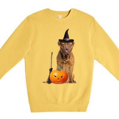 Dogue De Bordeaux Witch Hat Halloween Dog Premium Crewneck Sweatshirt