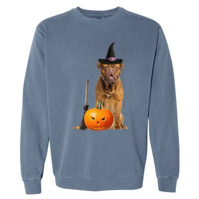 Dogue De Bordeaux Witch Hat Halloween Dog Garment-Dyed Sweatshirt