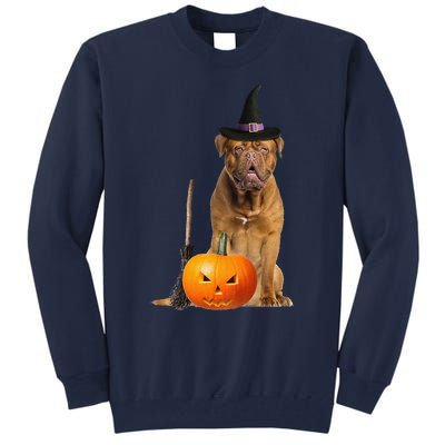 Dogue De Bordeaux Witch Hat Halloween Dog Tall Sweatshirt