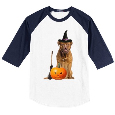 Dogue De Bordeaux Witch Hat Halloween Dog Baseball Sleeve Shirt