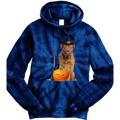 Dogue De Bordeaux Witch Hat Halloween Dog Tie Dye Hoodie