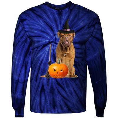 Dogue De Bordeaux Witch Hat Halloween Dog Tie-Dye Long Sleeve Shirt