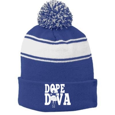 Dope Diva Black Melanin Mom Mother Sista Sister Great Gift Stripe Pom Pom Beanie