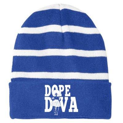 Dope Diva Black Melanin Mom Mother Sista Sister Great Gift Striped Beanie with Solid Band