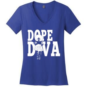 Dope Diva Black Melanin Mom Mother Sista Sister Great Gift Women's V-Neck T-Shirt