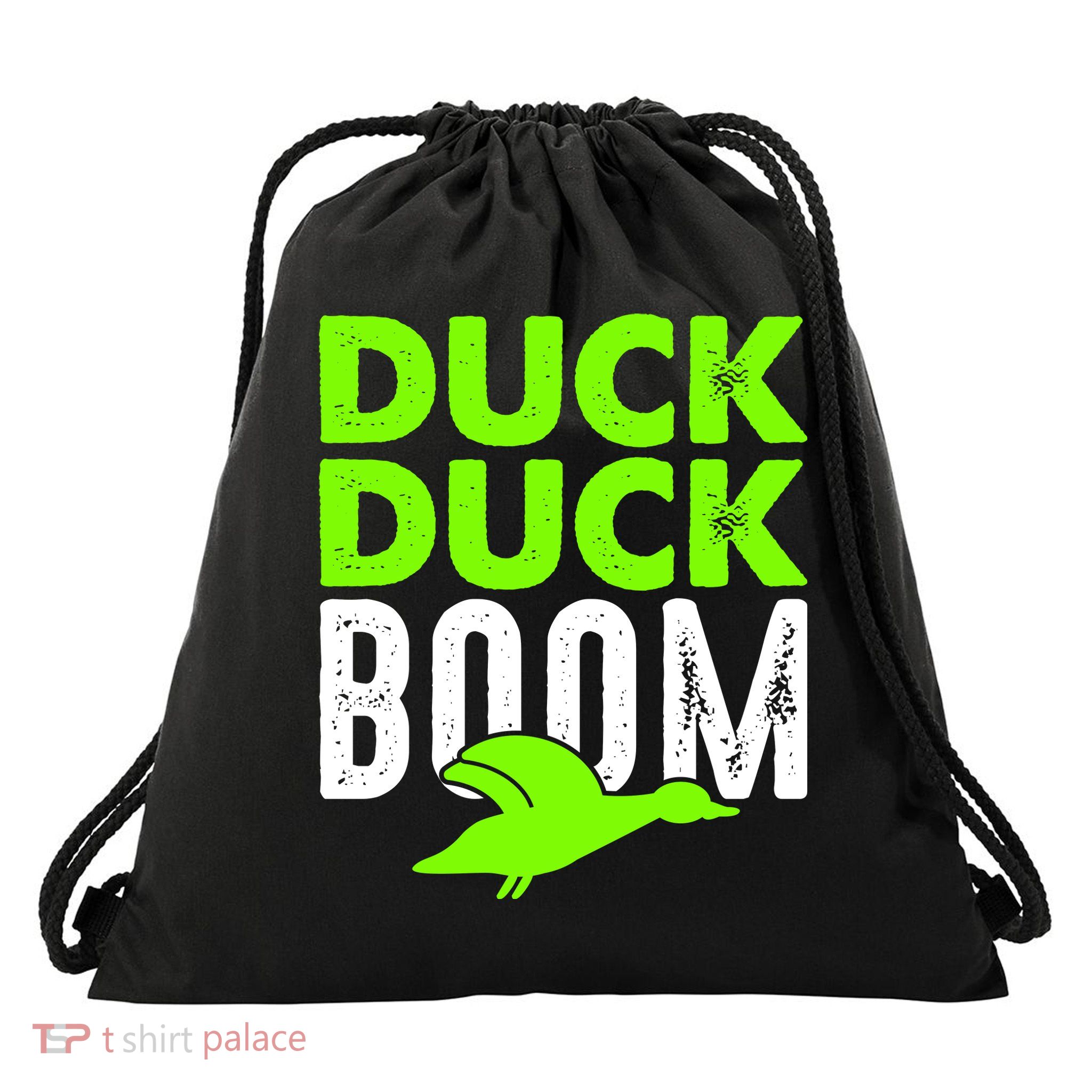 Duck Duck Boom Drawstring Bag