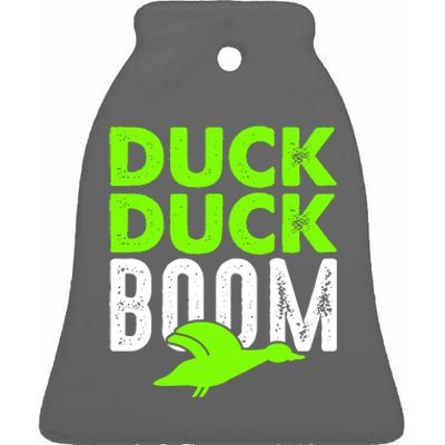 Duck Duck Boom Ceramic Bell Ornament