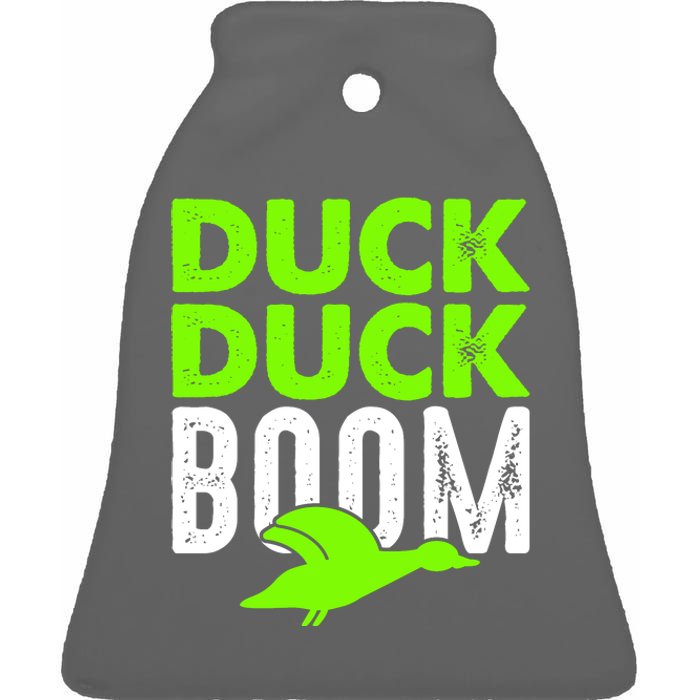 Duck Duck Boom Ceramic Bell Ornament