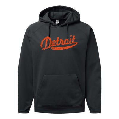 Distressed Detroit Baseball Stuff Vintage Detroit Performance Fleece Hoodie