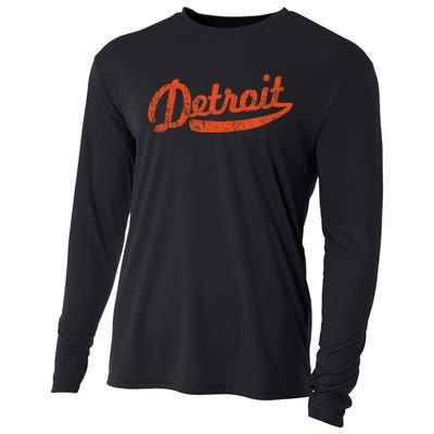 Distressed Detroit Baseball Stuff Vintage Detroit Cooling Performance Long Sleeve Crew