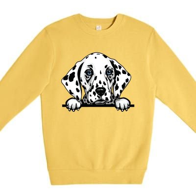 Dalmatian Dog Breed Popping Up Fun Dalmatian Owner Premium Crewneck Sweatshirt