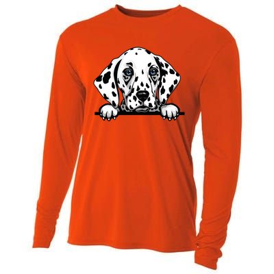 Dalmatian Dog Breed Popping Up Fun Dalmatian Owner Cooling Performance Long Sleeve Crew