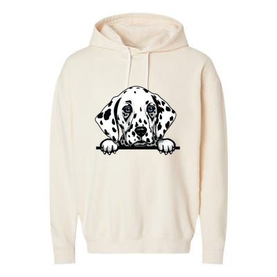 Dalmatian Dog Breed Popping Up Fun Dalmatian Owner Garment-Dyed Fleece Hoodie