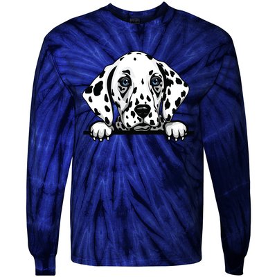 Dalmatian Dog Breed Popping Up Fun Dalmatian Owner Tie-Dye Long Sleeve Shirt