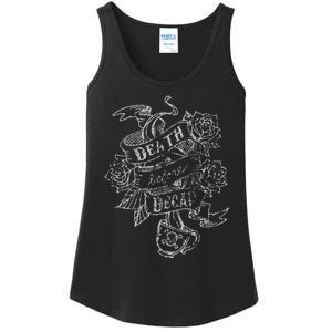 Distressed Death Before Decaf Ladies Essential Tank