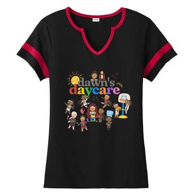 DawnS Daycare Basketball Cute Funny Ladies Halftime Notch Neck Tee