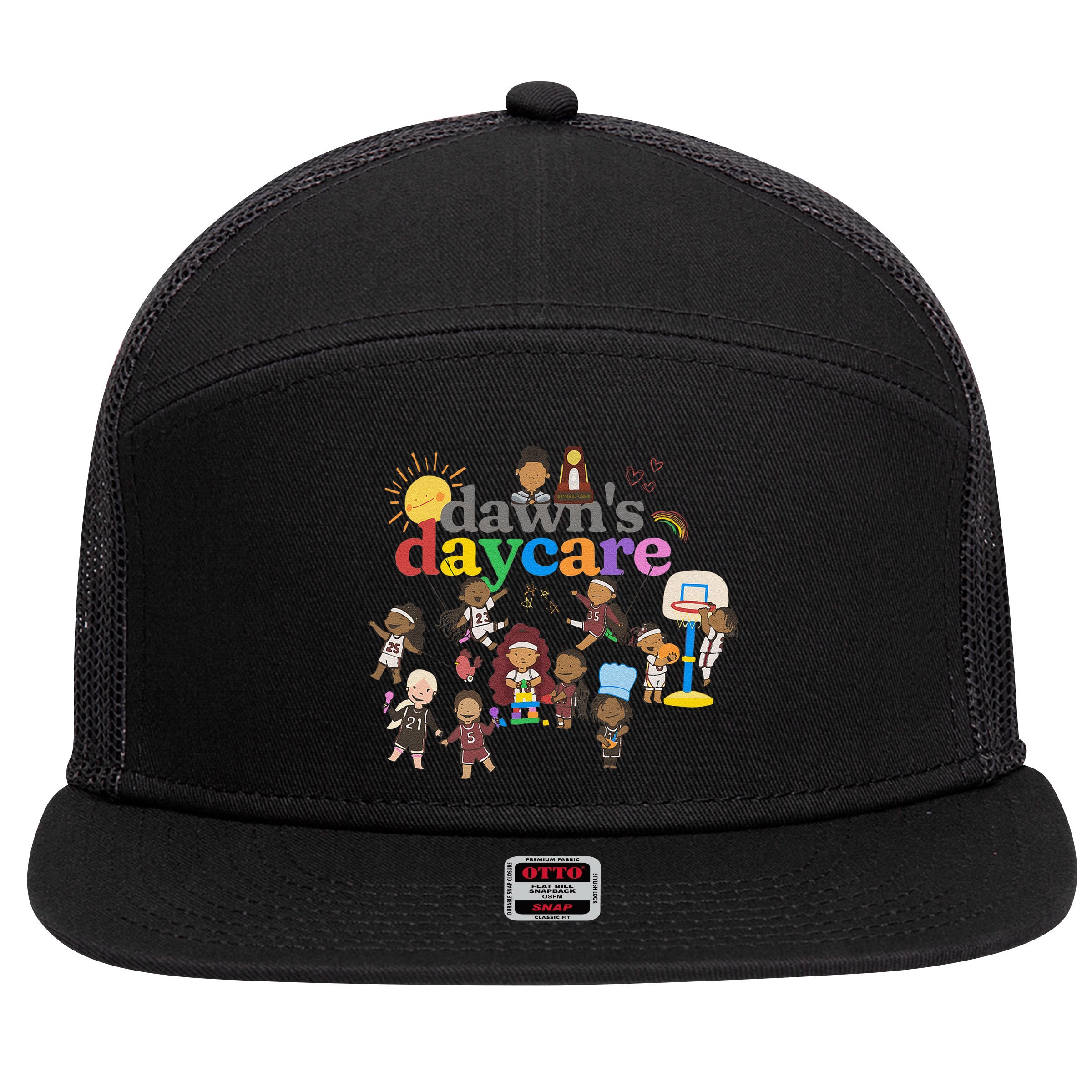 DawnS Daycare Basketball Cute Funny 7 Panel Mesh Trucker Snapback Hat