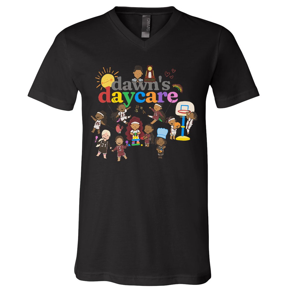 DawnS Daycare Basketball Cute Funny V-Neck T-Shirt