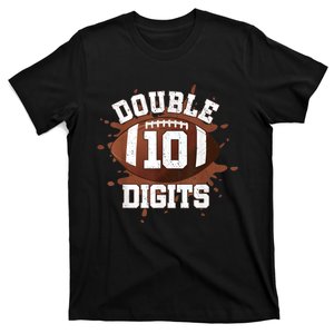 Double Digits Birthday Decorations Boy 10 Football 10th Bday T-Shirt