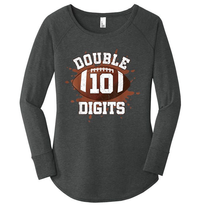 Double Digits Birthday Decorations Boy 10 Football 10th Bday Women's Perfect Tri Tunic Long Sleeve Shirt