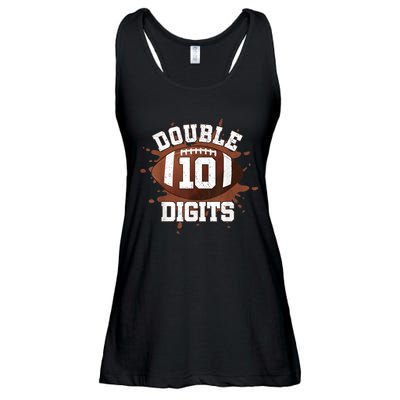 Double Digits Birthday Decorations Boy 10 Football 10th Bday Ladies Essential Flowy Tank