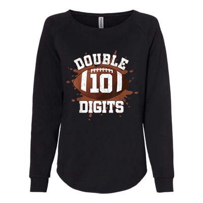 Double Digits Birthday Decorations Boy 10 Football 10th Bday Womens California Wash Sweatshirt