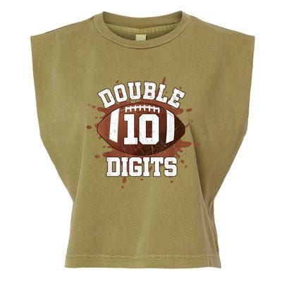 Double Digits Birthday Decorations Boy 10 Football 10th Bday Garment-Dyed Women's Muscle Tee