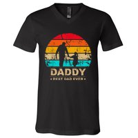 Daddy Daughter Best Dad Ever Father's Day Vintage V-Neck T-Shirt