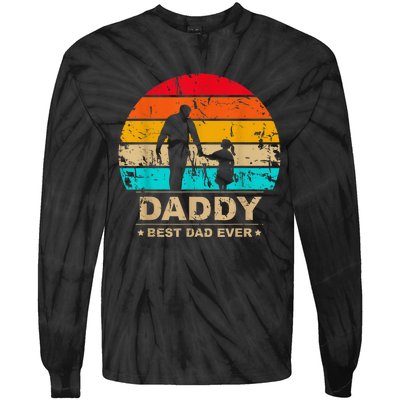 Daddy Daughter Best Dad Ever Father's Day Vintage Tie-Dye Long Sleeve Shirt