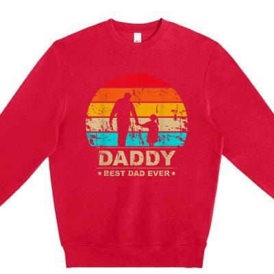 Daddy Daughter Best Dad Ever Father's Day Vintage Premium Crewneck Sweatshirt