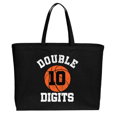 Double Digits Birthday Decorations Boy 10th Basketball Bday Cotton Canvas Jumbo Tote