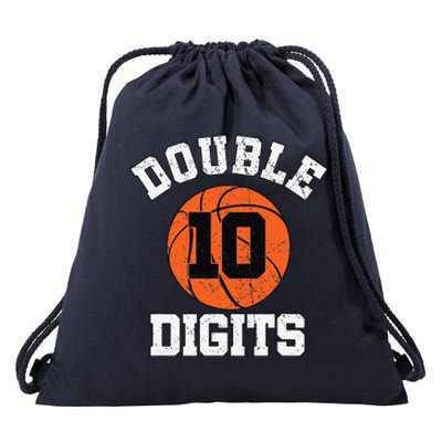 Double Digits Birthday Decorations Boy 10th Basketball Bday Drawstring Bag