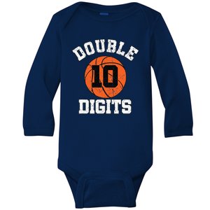 Double Digits Birthday Decorations Boy 10th Basketball Bday Baby Long Sleeve Bodysuit