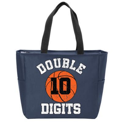 Double Digits Birthday Decorations Boy 10th Basketball Bday Zip Tote Bag