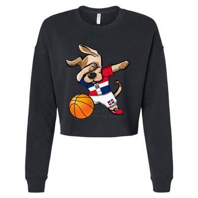 Dog Dabbing Basketball Dominican Republic Jersey Cropped Pullover Crew