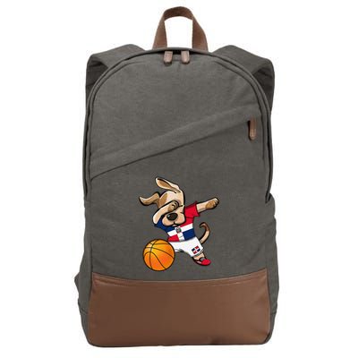 Dog Dabbing Basketball Dominican Republic Jersey Cotton Canvas Backpack