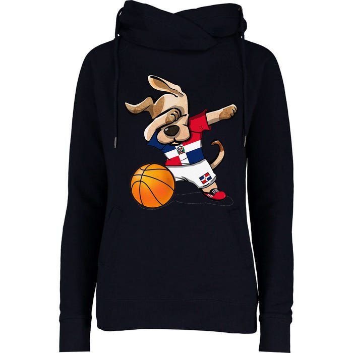 Dog Dabbing Basketball Dominican Republic Jersey Womens Funnel Neck Pullover Hood