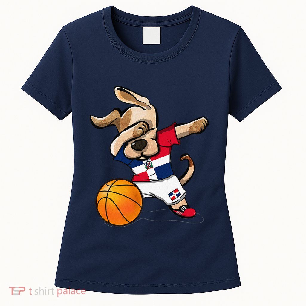 Dog Dabbing Basketball Dominican Republic Jersey Womens T-Shirt
