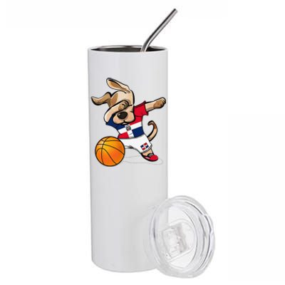 Dog Dabbing Basketball Dominican Republic Jersey Stainless Steel Tumbler