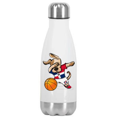 Dog Dabbing Basketball Dominican Republic Jersey Stainless Steel Insulated Water Bottle