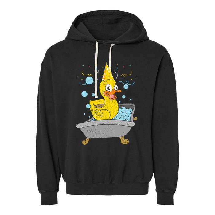 Duckling Duckie Bath Toy Ducky Rubber Duck Garment-Dyed Fleece Hoodie
