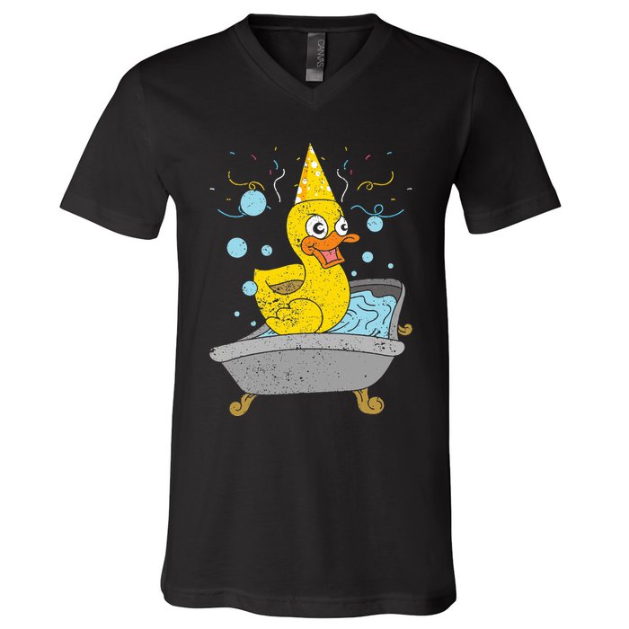 Duckling Duckie Bath Toy Ducky Rubber Duck V-Neck T-Shirt