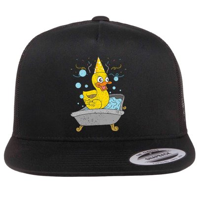 Duckling Duckie Bath Toy Ducky Rubber Duck Flat Bill Trucker Hat