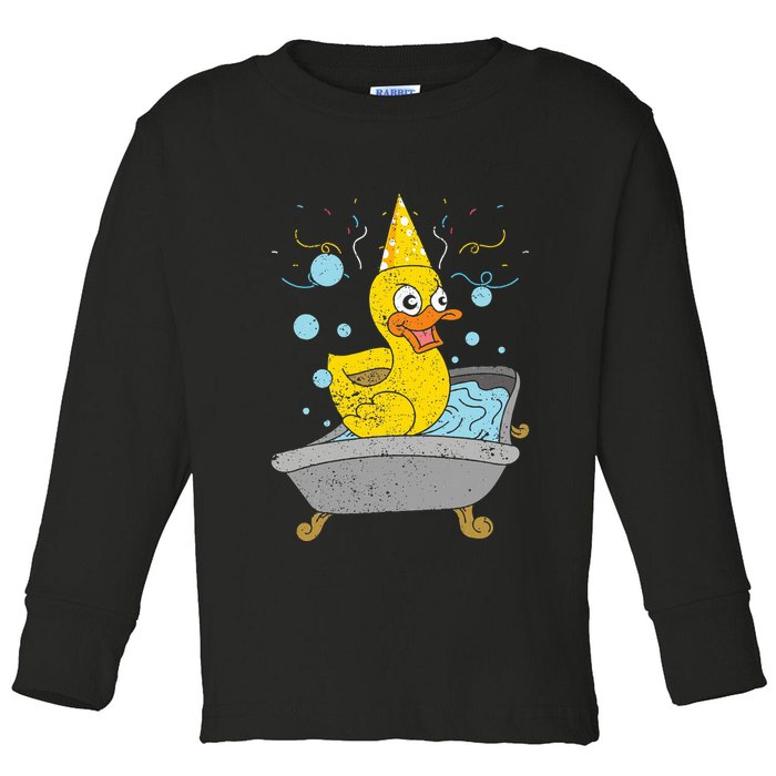 Duckling Duckie Bath Toy Ducky Rubber Duck Toddler Long Sleeve Shirt