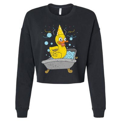Duckling Duckie Bath Toy Ducky Rubber Duck Cropped Pullover Crew