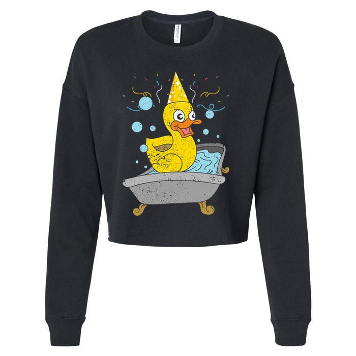 Duckling Duckie Bath Toy Ducky Rubber Duck Cropped Pullover Crew